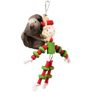 Father Christmas Wood and Rope Parrot Toy