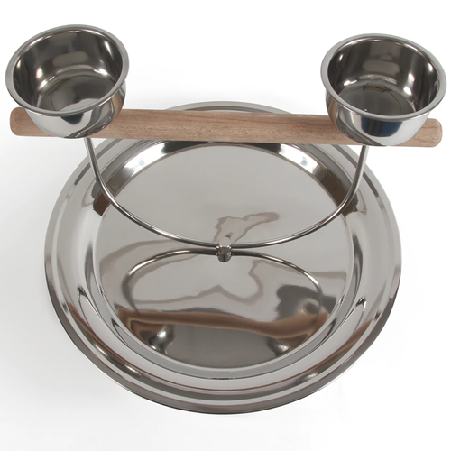 King`s Round Dish Table Top Parrot Play Stand White - Image 5