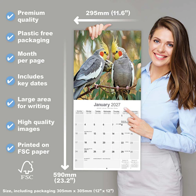 NEW! 2027 Cockatiel Calendar - Full Colour - 16 Month - Image 4
