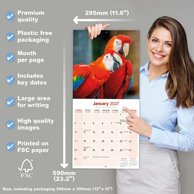 NEW! 2027 Macaw Parrot Calendar - Full Colour - 16 Month - Image 2